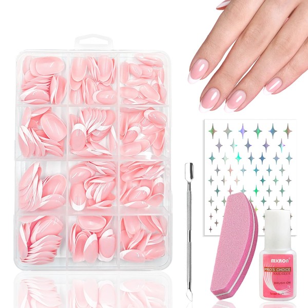 240PCS French Tip False Nails with Glue, Stick on Nails,