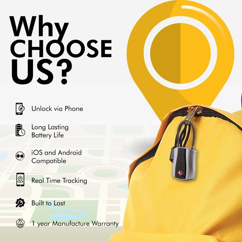 tag8 Dolphin Smart Padlock (Pack 1), TSA-Compliant Suitcase and Luggage