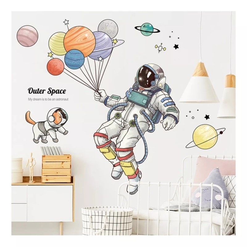 DaraBaby Vinil Decorativo Astronauta Planetas Habitación Niño Bebe