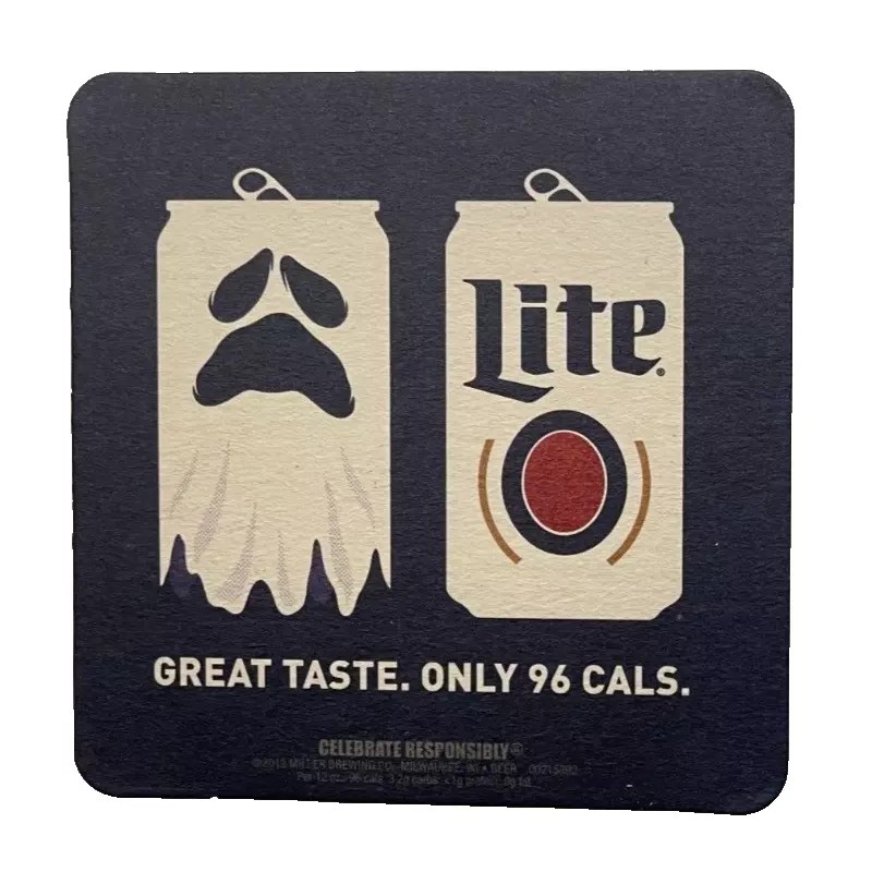 Miller Lite 2 Miller Lite 4" Square Coasters - Grim