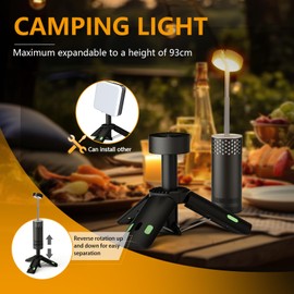 Rechargeable Telescopic Camping Lantern with Folding Stand - 10000mAh Camping Lights Magnetic Base, IPX5 Waterproof, Dimmable Tent Light for Power Outages, Hiking, Outdoor Adventures
