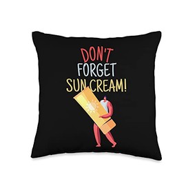 Funny Sunscreen Gifts Don't Forget Sun Cream, Awareness, Uv Safety Throw Pillow, 16x16, Multicolor