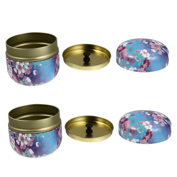 LABRIMP 2pcs Delicate Tea Box Multi-function Sealed Tinplate Containers for