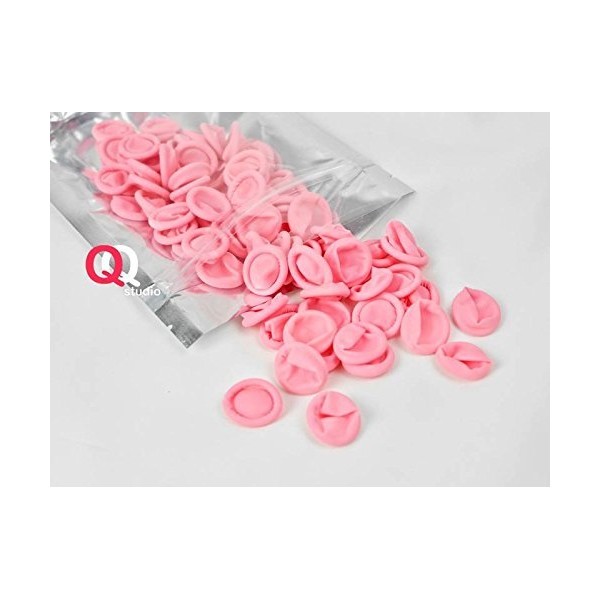 100pc Pink Latex Rubber Finger Cots Mess-Free Powder-Free Touch Screen Compatible