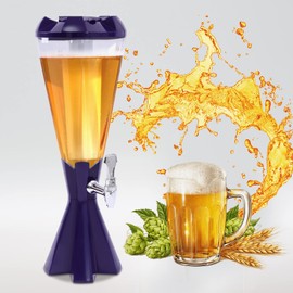 Beer Tower Dispenser 3L Cold Draft Beer Tower Beverage Dispenser with LED Lights and Ice Tube for Parties Home Bar
