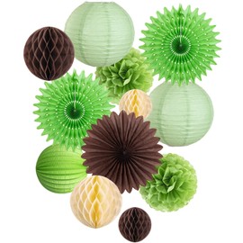 Easy Joy Pack of 12 Sage Green Decoration Paper Pompom Rosettes Tissue Paper Honeycomb Balls Celebration Decoration Tissue Paper Pompoms Wedding Birthday Baby Shower Summer