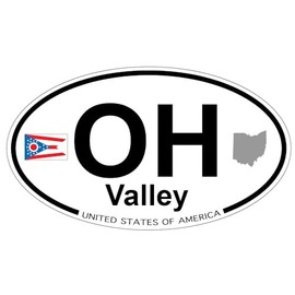US Decal, Inc. Valley, Ohio Oval Sticker with State Flag