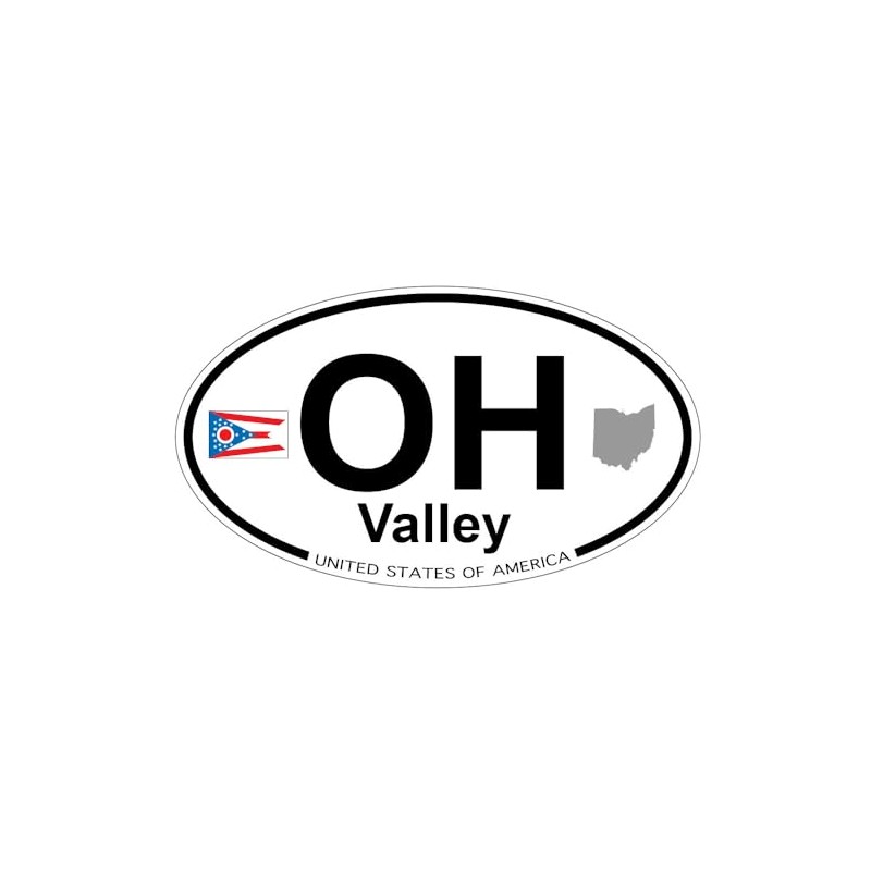 US Decal, Inc. Valley, Ohio Oval Sticker with State Flag