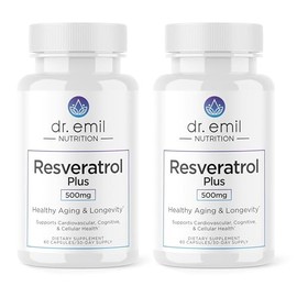 DR. EMIL NUTRITION Resveratrol Supplement - Healthy Aging Supplement with 500mg Resveratrol & 100mg Quercetin - Supports Normal Cellular & Cognitive H