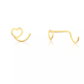 Unbranded Tiny Heart Nose Piercing 18k Solid Gold Nose Stud Screw L Shaped for Teens Women