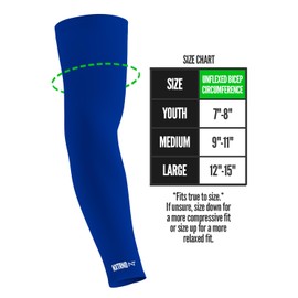 Nxtrnd Air-TEK Arm Sleeves, Breathable Football Compression Sleeves for Men, Sold as a Pair (Youth, Blue)
