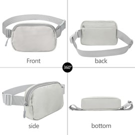 jealkip Fanny Pack Crossbody Bag for Women and Men, Belt Bag for Hiking Bum Bag with Adjustable Strap,Casual Cell Phone Pouch，Waist pack for Running Workout Sports Travel Light Grey