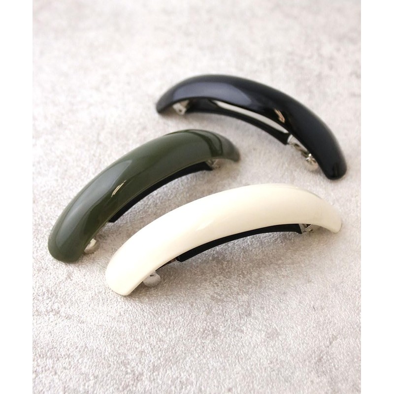 Vingtaine H7823-BK Barrette, Hair Clip, Color, Enamel, Oval Gloss, Office,
