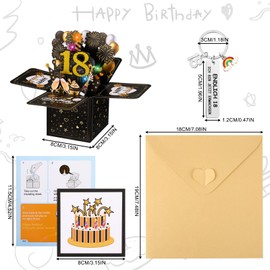taonganui 18 Geburtstagskarte mit Musik und Licht Feuerwerk Geburtstagskarte Pusten 3D Pop Up Karte 18. Geburtstag Geschenke für Mädchen Junge Freundin