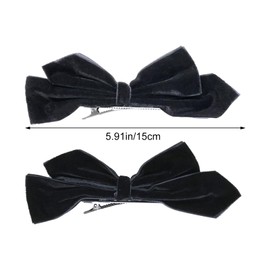 yueton 2PCS Black Velvet Bow Hair Clips Elegant Bow Side Clips Non-Slip Bowknot Hair Clips Cute Hair Barrettes for Women