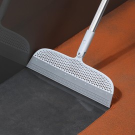 Magic Broom Floor Squeegee Pet Hair Remover, Silicone Squeegee Broom for Floor, 51.77" Long Handle for Carpet, Bathroom Tile, Hardwood, Fur,Garage, Liquid Spills, Fine Dust