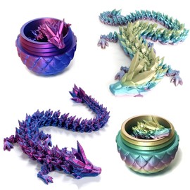 Claofoc 3D Printed Dragon Egg Mysterious Dragon Eggs with Dragon Inside, Home Office, Desk Decoration, Adults, Children, Gifts Toy (Laser Purple + Rainbow Colours)