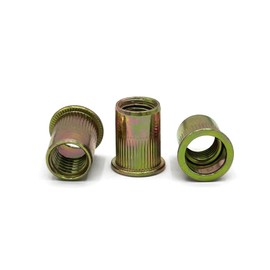 NOLDAR | Flat Head Carbon Steel Rivet Nuts (Yellow Zinc Plated) Blind Rivet Nut M8. Threaded Rivets 14x18mm (Pack of 100)