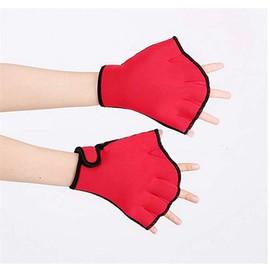 EXCEREY Webbed Power Swimming Gloves Webbed Gloves Aquatic Fitness Training Aqua Fit for Men, Women, Scuba Diving, Snorkeling, Spearfishing, Surfing (Red, L)