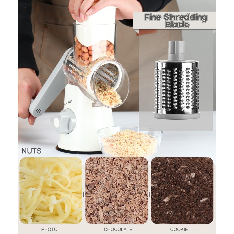 Ourokhome Rotary Cheese Grater Hand Crank, Kitchen Shredder Speed Mandolin