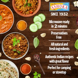 Ashoka Gluten-Free Meals, Microwave Ready Vegan Black Gram & Kidney Beans, Heat & Serve Meals, All-Natural Delhi Dal Makhani, Kosher Certified, Great for the Outdoors, No Preservatives, Pack of 5