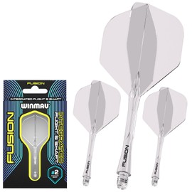 Winmau Darts Fusion Integrated Flight & Shaft System - No.2 Shape & Design - Clear Colour, Intermediate Length