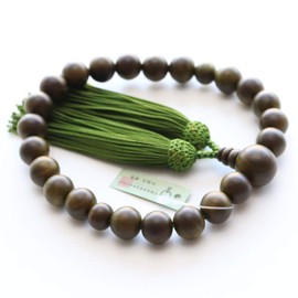 Dot Com Prayer Beads for Men, Green Wood (Life Tree), 22 Beads, Human Silk Bassel, Can be Used in All Sect Types, Kyoto Prayer Beads 2000100100271 with a Bag