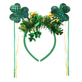 St Patrick Day Headband, St Patrick Shamrock Headbands with Green Tinsel, St Patrick Day Headwear, St Patty Headband for Girls Women, St Patrick Hair Accessories for Women