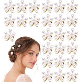 25 Pcs Mini Pearl Flower Hair Clips Decorative Miniature Bang Clip, Bridal Wedding Hair Accessories for Women Girls