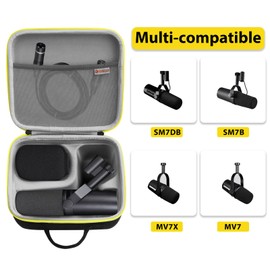 YOTESO Shure SM7B and Podcast Microphone Case - Hard EVA Material, Bi-Directional Zipper, Compact Size for Easy Travel - Fits Shure SM7B, MV7, MV7X (Box Only)