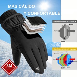 LUMEZING Guantes para Frio,Guantes de Pantalla Tactil de Invierno para Celular,Guantes Nieve Impermeables a Prueba de Viento,Guantes para Ciclismo Correr Esquí Senderismo Escalada,Hombres y Mujeres,L