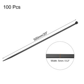sourcing map 100PCS Cable Zip Ties 20 Inch, Self-Locking Nylon Wire Ties with 50 lbs Tensile Strength for Indoor and Outdoor, Black