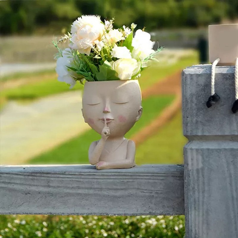 Face Flower Pot Head Planter Pot Cute Resin Succulent Planter