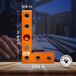 DFM Tool Works Small Square and Center Finder - Mini Square Tool with 11/32" Center Marking Hole Woodworking, Carpenter Engineering Square, Center Marking Tool, Made in USA - Orange