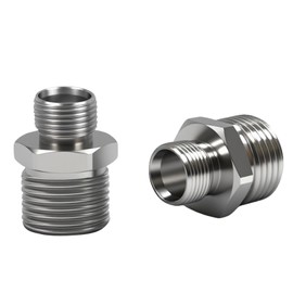 ENCMY 1/2 to 3/8 Water Line Adapter, Brass Compression reducer faucet fitting, 3/8 Male to 1/2 Male Water Hose Adapter for RV Kitchen, Pipe Connector with Teflon Tape and Filter gasket (2-Pack)