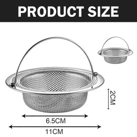 Pack of 2 Sink Strainers, Stainless Steel Sink Kitchen Filter, Kitchen Utensils, Prevents Clogging of Drain Pipes, Silver (11 x 8 x 2 cm)