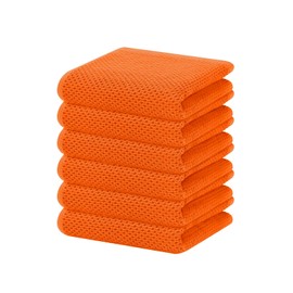 Homaxy Homaxy 100% Cotton Waffle Weave Kitchen Dish Towels, Ultra Soft Absorbent Quick Drying Cleaning Towel, 13 x 28 Inches, 6-Pack, Orange