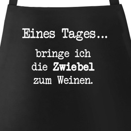 MoonWorks® Barbecue Apron Cooking Apron for Men with Saying "Eines Tages bringe ich die Zwiebel zum Weinen" Black One Size, Onion black