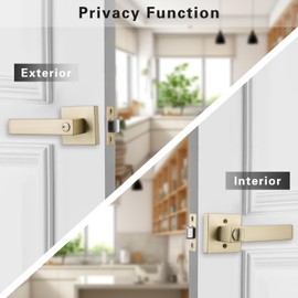 STARPY Satin Brass Interior Door Handle,Privacy Door Lever for Bath & Bed,Keyless Door Lock Door Knob