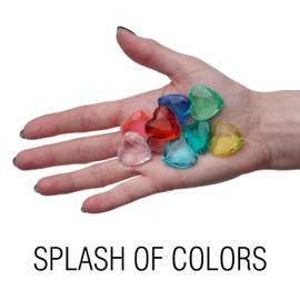 Entervending Acrylic Gems - Smooth Plastic Hearts for Pirate Treasures - 100 Pcs Heart Gems - Plastic Gemstones for Kids - Valentine Vase Filler - Table Scatters Plastic Crystals - Aquarium Jewels