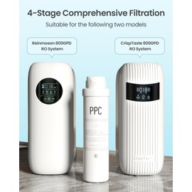 PPC Filter Replacement for Reinmoson RMS-WP-RO800 and CrispTaste CRS-RO800 Reverse Osmosis System Tankless Reverse Osmosis Water Filter, Reduces PFAS TDS, Under Sink RO System(CRS-RO800-PPC)