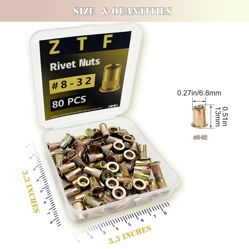 SAE 8-32 10-24 1/4-20 5/16-18 3/8 Inch-16UNC Rivet Nut Assortment