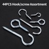 44 Piece Screw Hook Set: 12 Threaded Hook Screws &