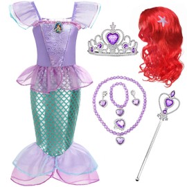 Mermaid Costume Girls, Mermaid Costume Girls, Mermaid Dress, Mermaid Princess Dress Children with Mermaid Accessories for Christmas, Fancy Dress, Carnival, Birthday Party (B)
