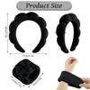 Sponge Spa Headband for Women, Black Makeup Headband and Wrist