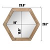 Stonebriar Decorative 24" Hexagon Hanging Wall Mirror with Natural Wood