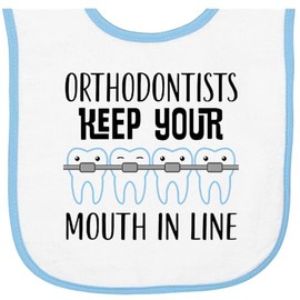 inktastic Funny Orthodontist Dental Joke Baby Terry Cloth Bib White and Light Blue 41f5f