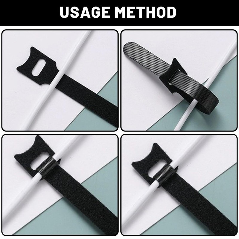 KOLZEMV Pack of 50 Velcro Cable Ties, Cable Ties, Perfect