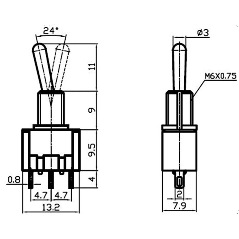 Frentaly 20 PCS MTS-102 SPDT Mini Toggle Switch ON-ON 2-Position