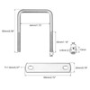 sourcing map Square U-Bolts, 3 Sets 44mm(1.73") Inner Width 65mm